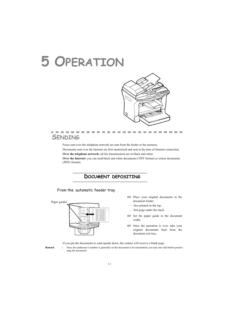 5 operation, Sending, Document depositing | Peration, Ending | TA Triumph-Adler MFP 980 User Manual | Page 68 / 125