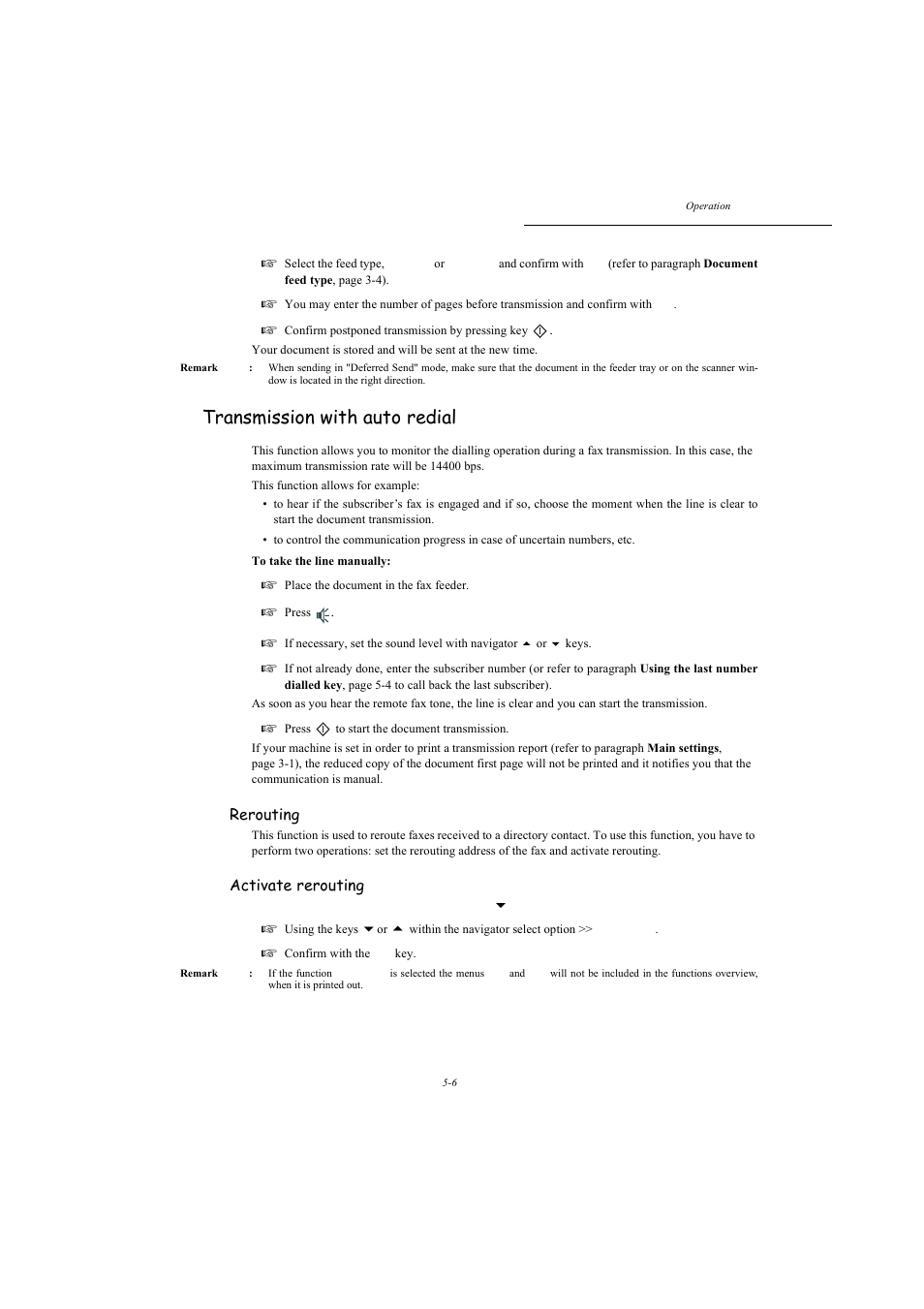 Transmission with auto redial, P. 5-6, Rerouting | Activate rerouting | TA Triumph-Adler MFP 980 User Manual | Page 73 / 125