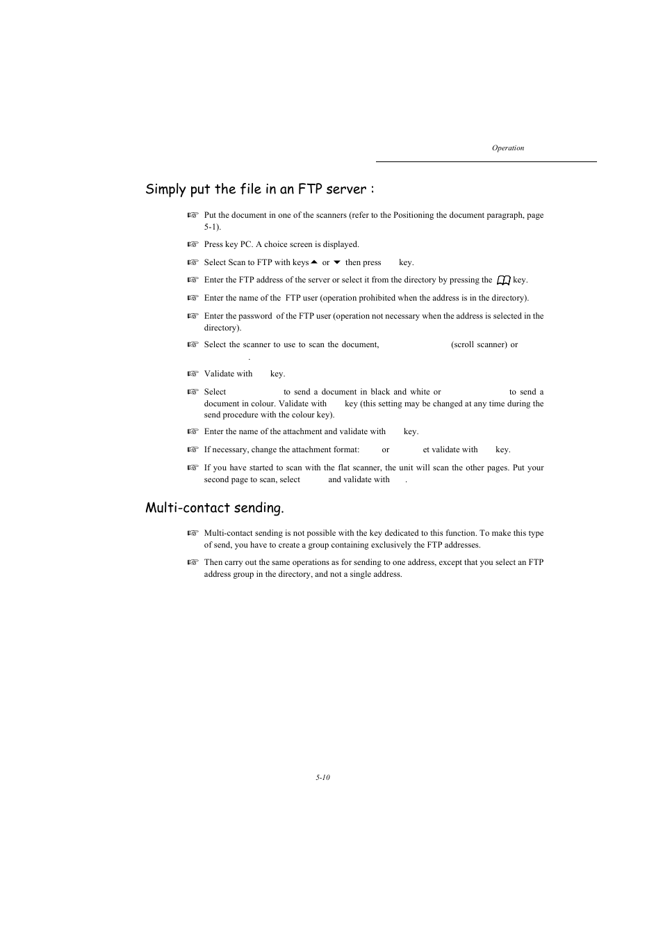 Simply put the file in an ftp server, Multi-contact sending | TA Triumph-Adler MFP 980 User Manual | Page 77 / 125