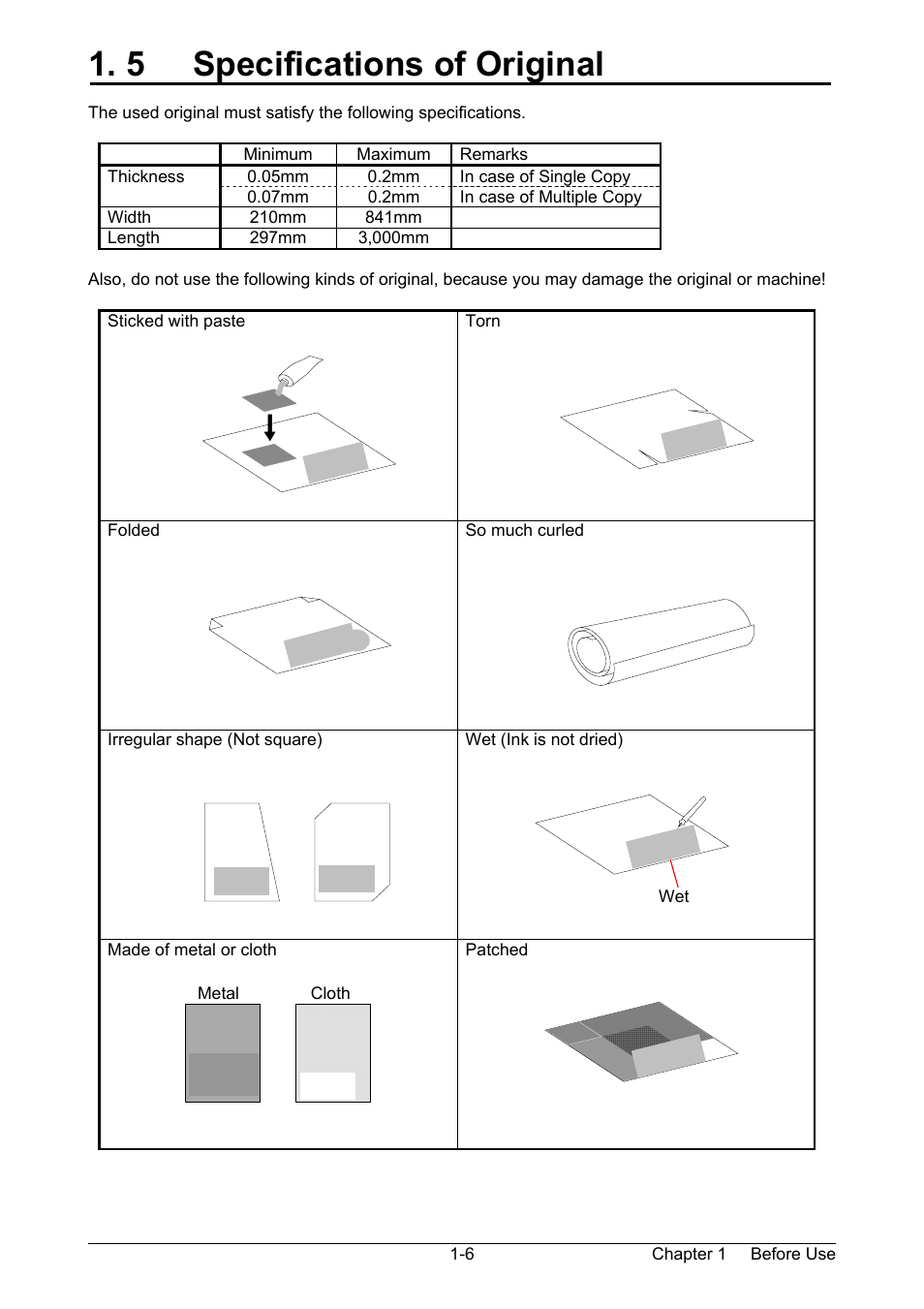 5 specifications of original | TA Triumph-Adler CX 8020 User Manual | Page 13 / 84