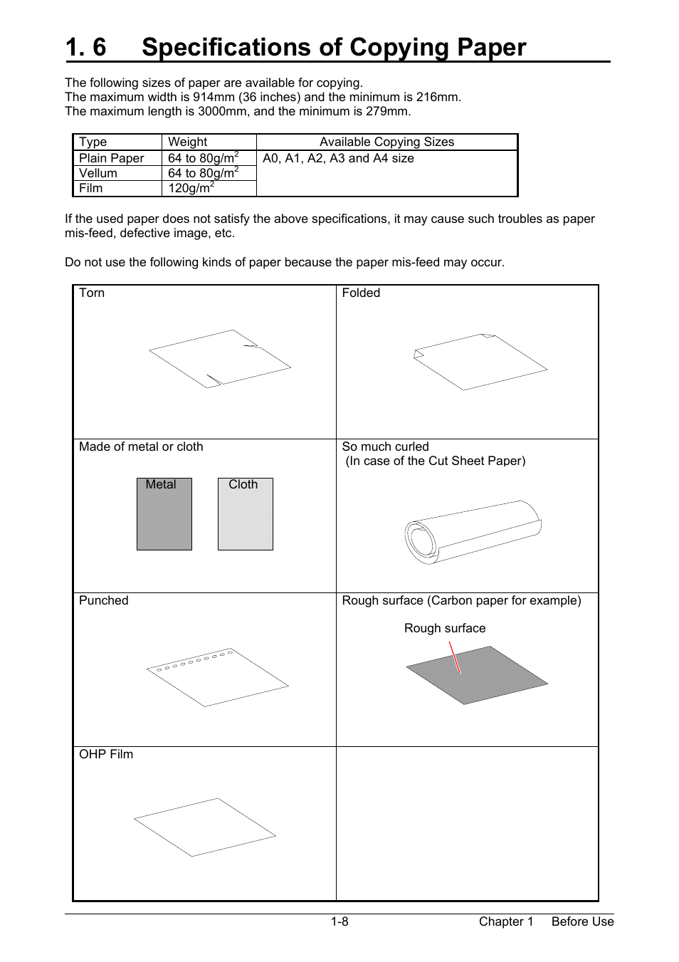 6 specifications of copying paper | TA Triumph-Adler CX 8020 User Manual | Page 15 / 84