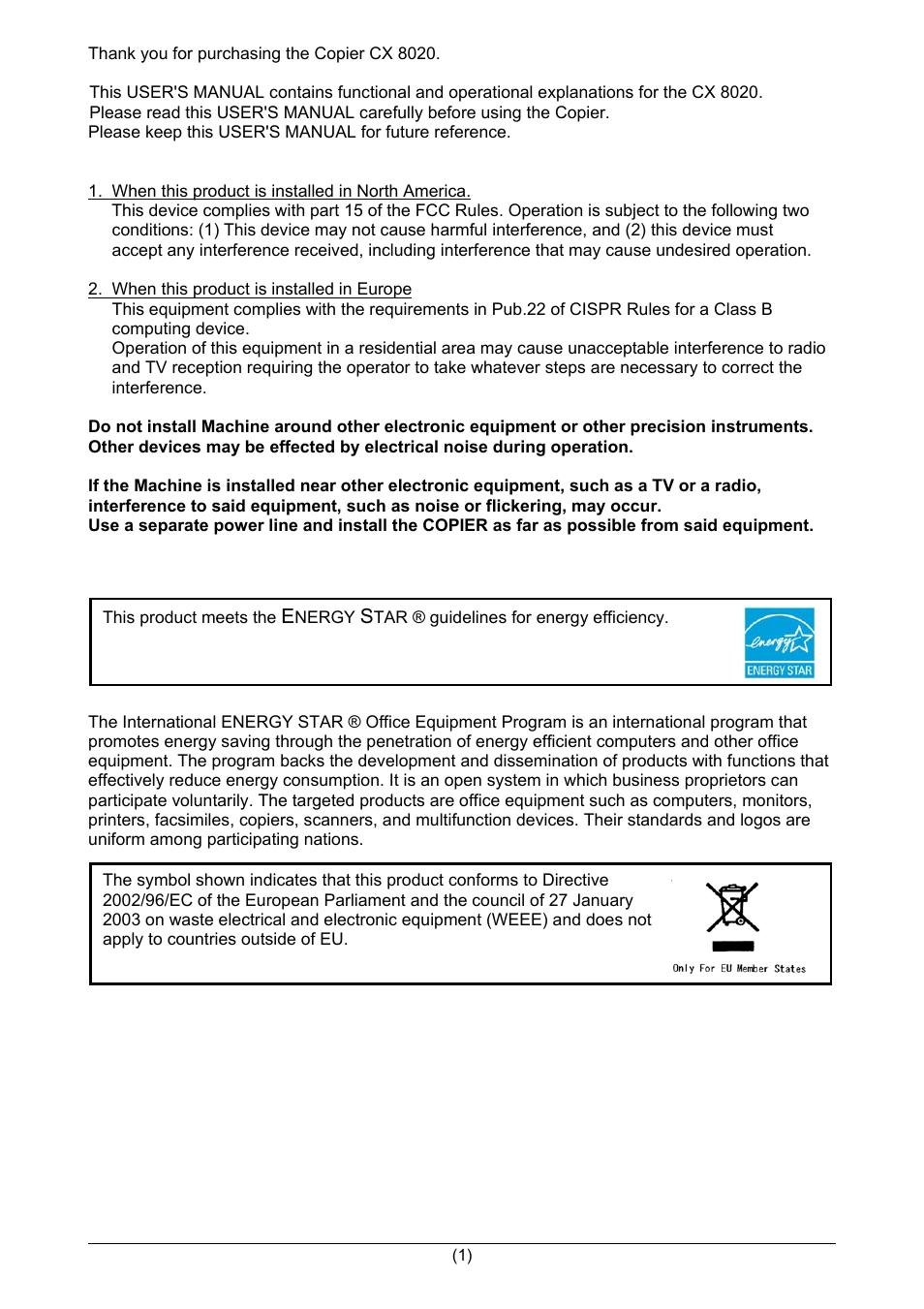 TA Triumph-Adler CX 8020 User Manual | Page 2 / 84