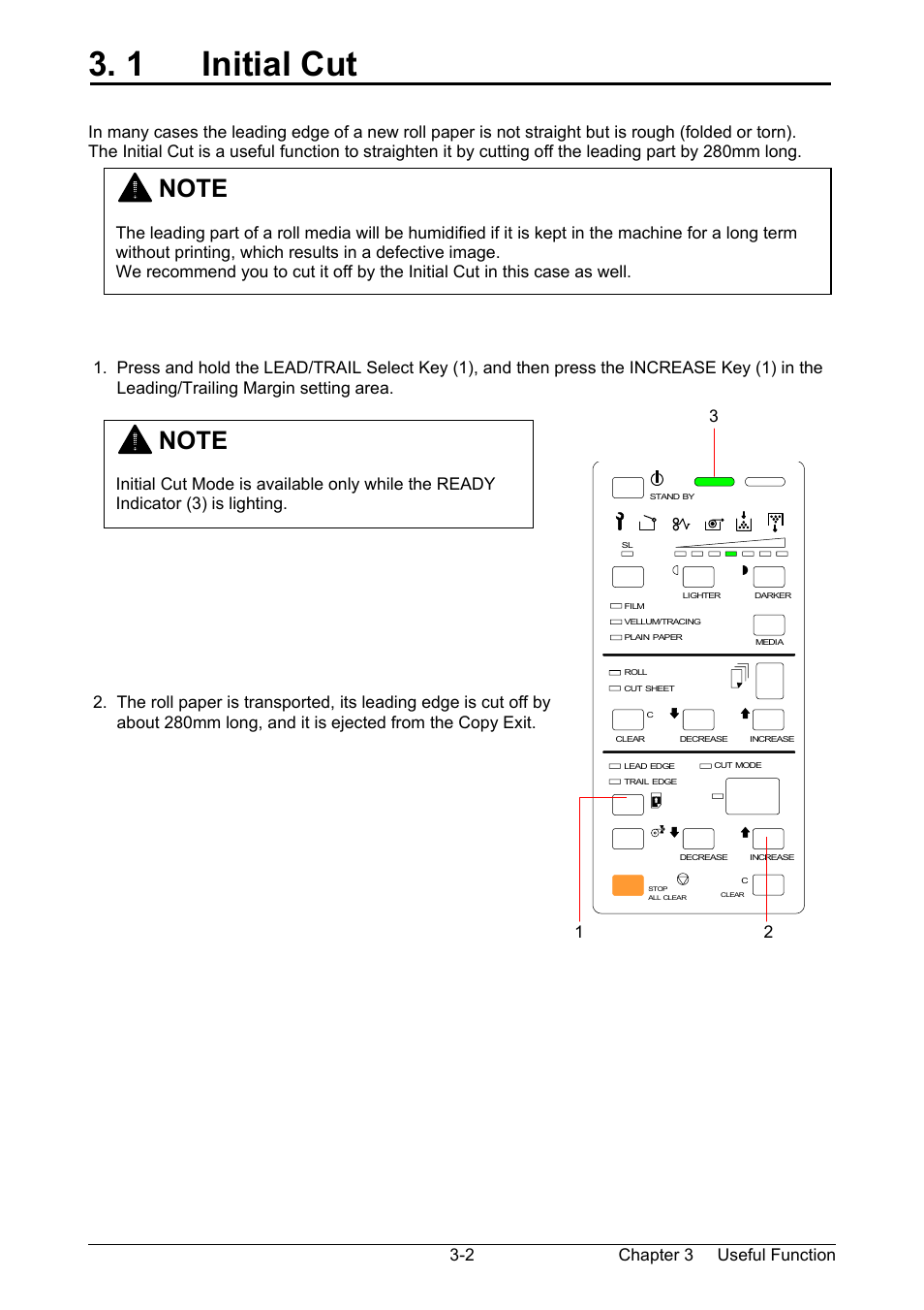1 initial cut, Chapter 3 useful function 3-2 | TA Triumph-Adler CX 8020 User Manual | Page 45 / 84