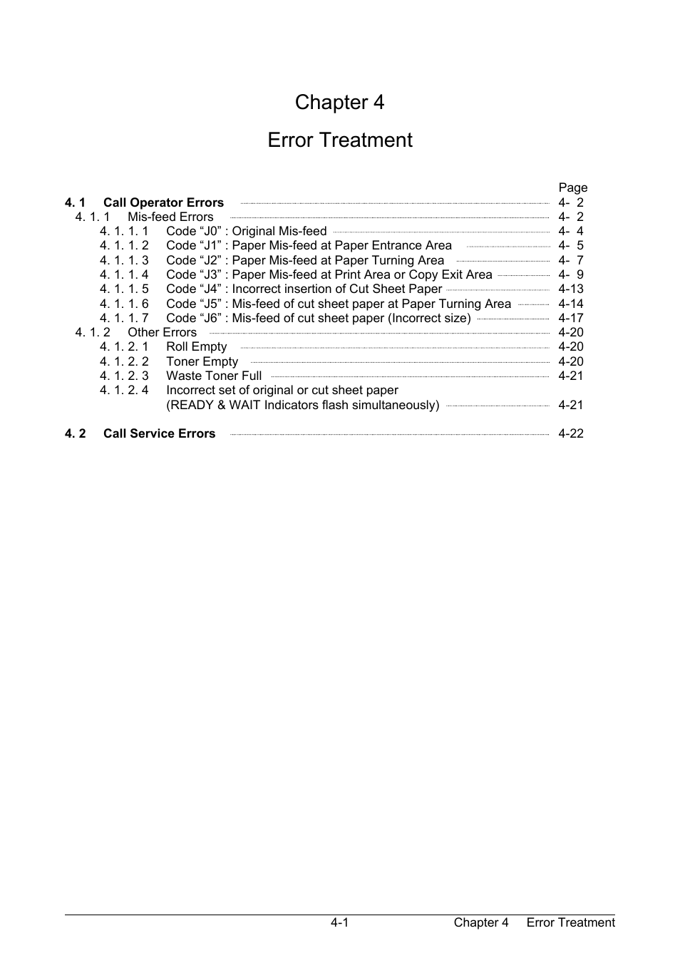 Chapter 4, Error treatment | TA Triumph-Adler CX 8020 User Manual | Page 60 / 84