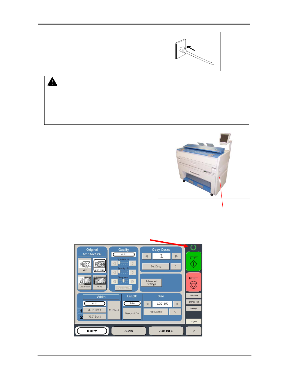 1 turning on, Warning | TA Triumph-Adler CX 8036 User Manual | Page 21 / 268