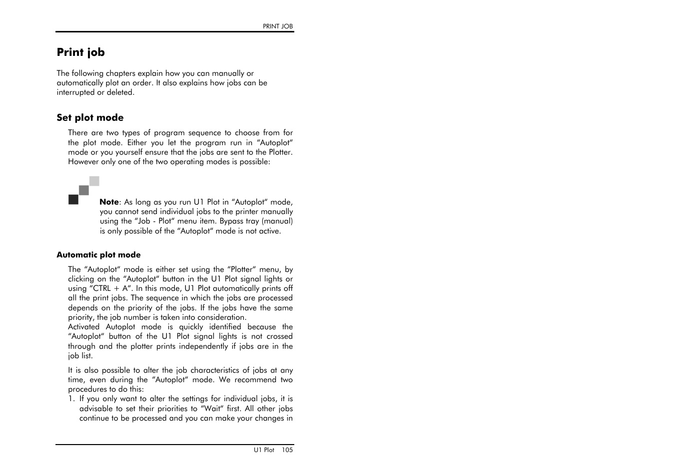 Print job, Set plot mode, Automatic plot mode | Ge 105 | TA Triumph-Adler CX 8682 User Manual | Page 105 / 129
