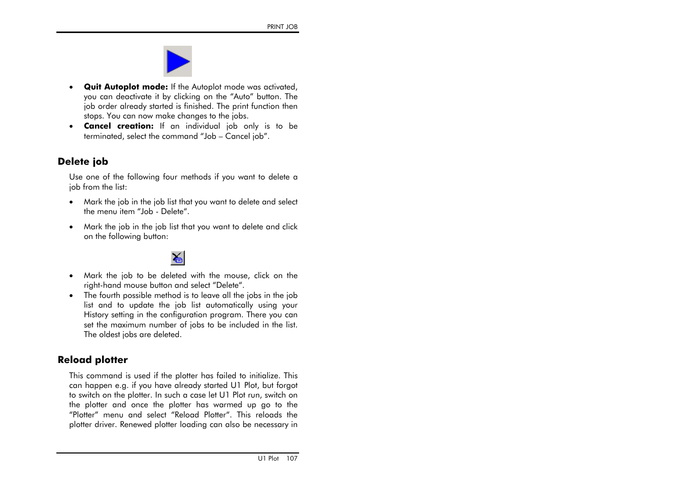 Delete job, Reload plotter | TA Triumph-Adler CX 8682 User Manual | Page 107 / 129