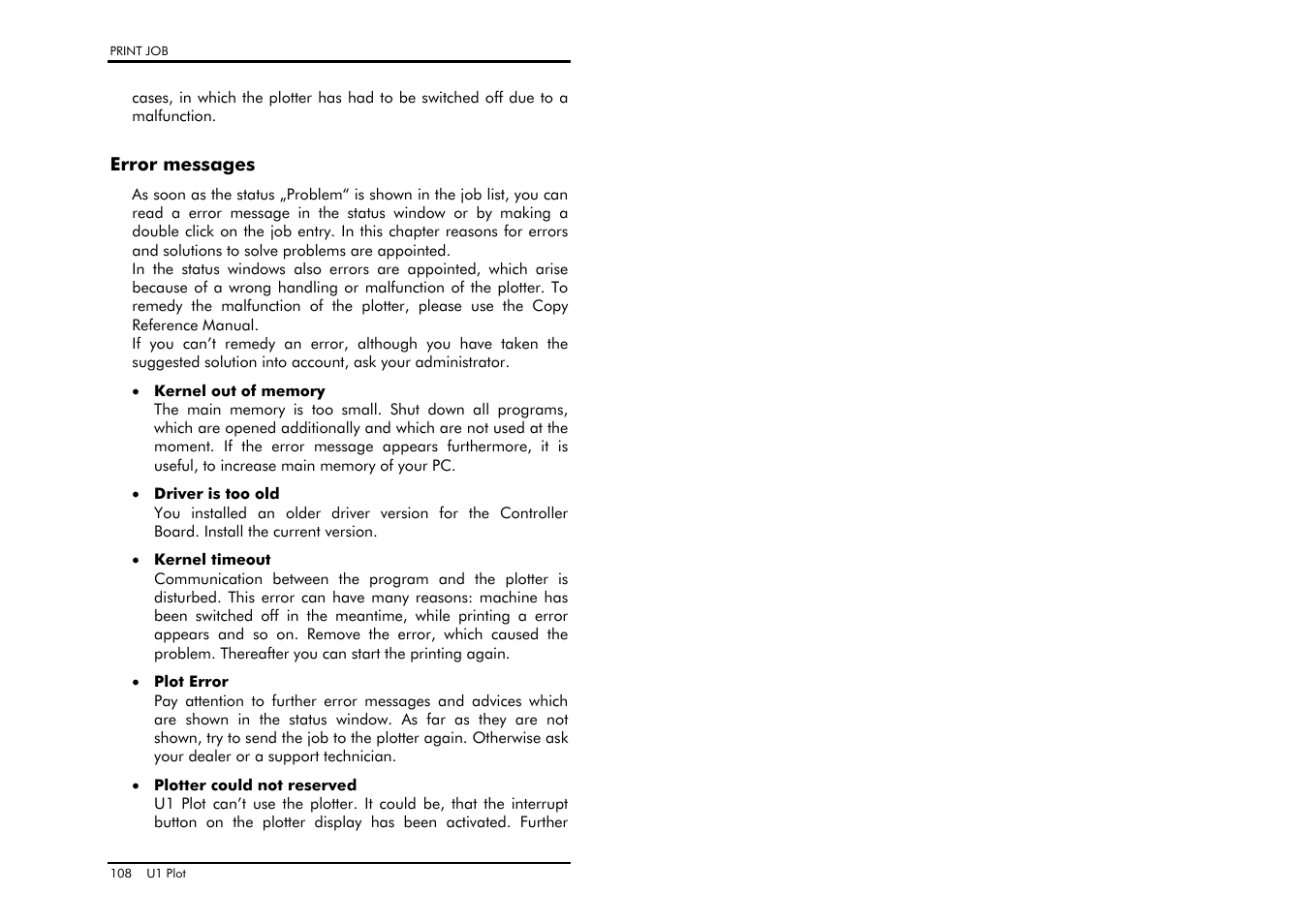 Error messages | TA Triumph-Adler CX 8682 User Manual | Page 108 / 129