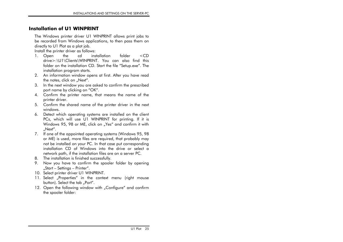 Installation of u1 winprint | TA Triumph-Adler CX 8682 User Manual | Page 25 / 129