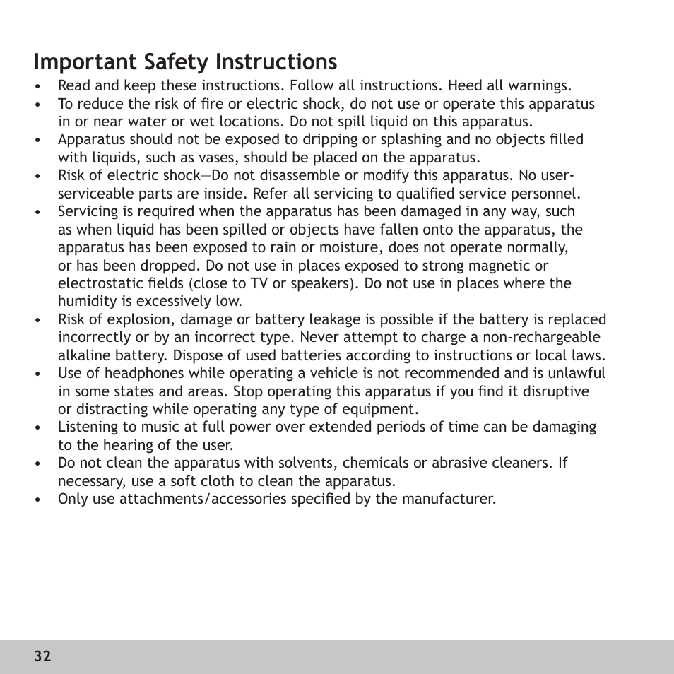 Important safety instructions | Digital Voice Systems Amp128 User Manual | Page 32 / 36