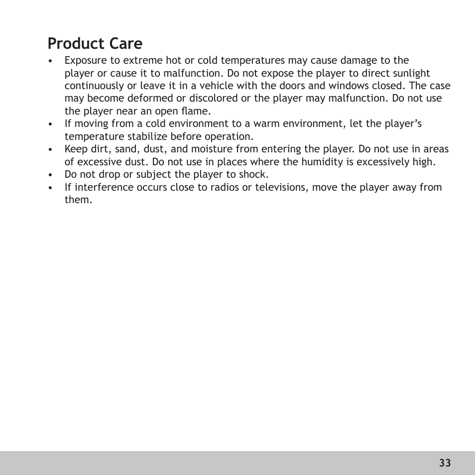 Product care | Digital Voice Systems Amp128 User Manual | Page 33 / 36