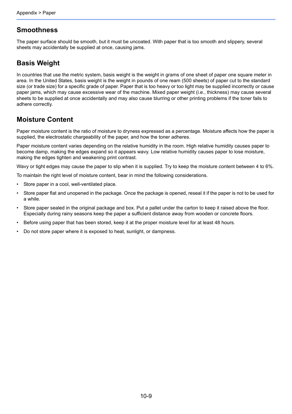 Smoothness, Basis weight, Moisture content | TA Triumph-Adler 1855 User Manual | Page 195 / 212