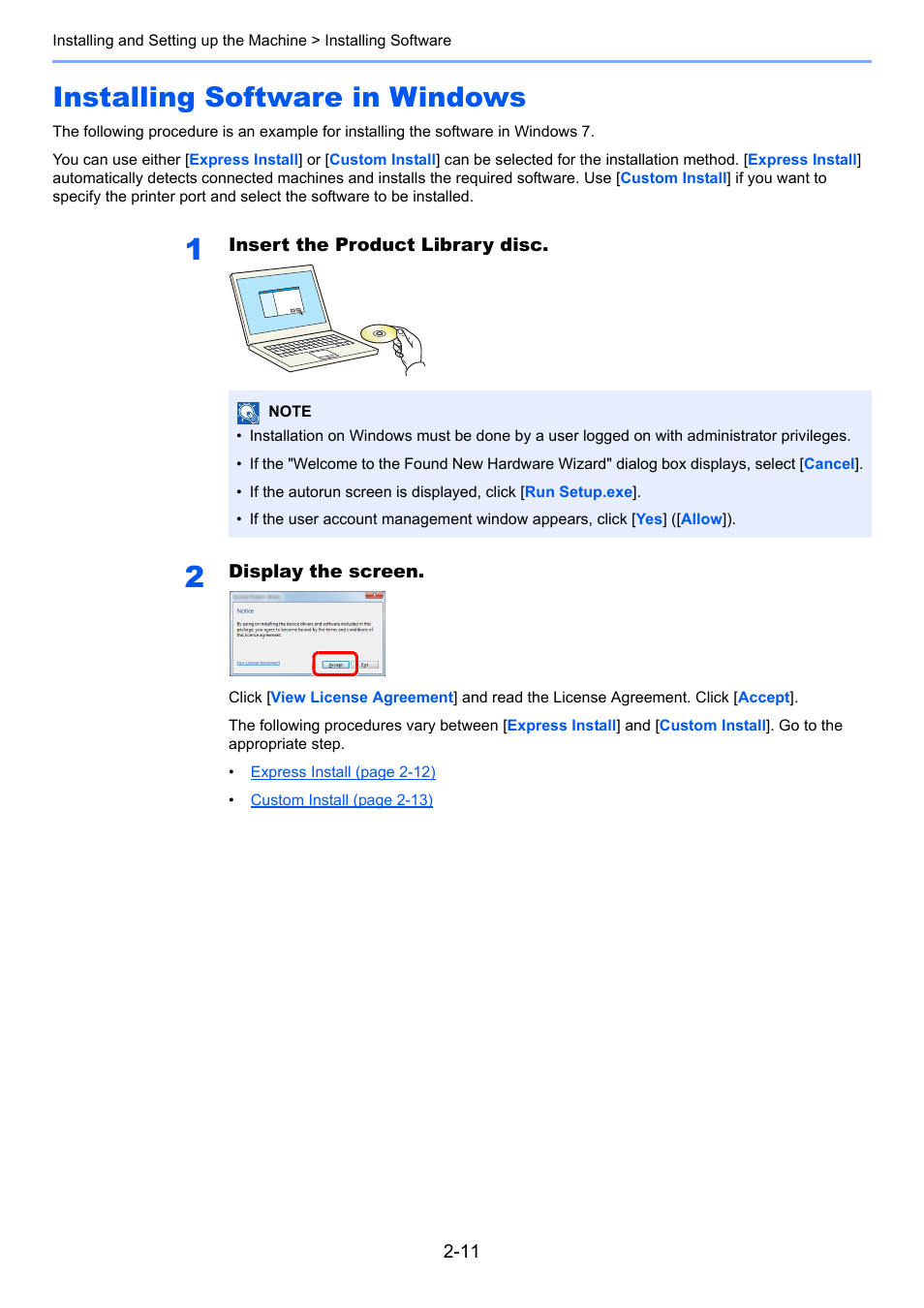 Installing software in windows, Installing software in windows -11 | TA Triumph-Adler 1855 User Manual | Page 37 / 212