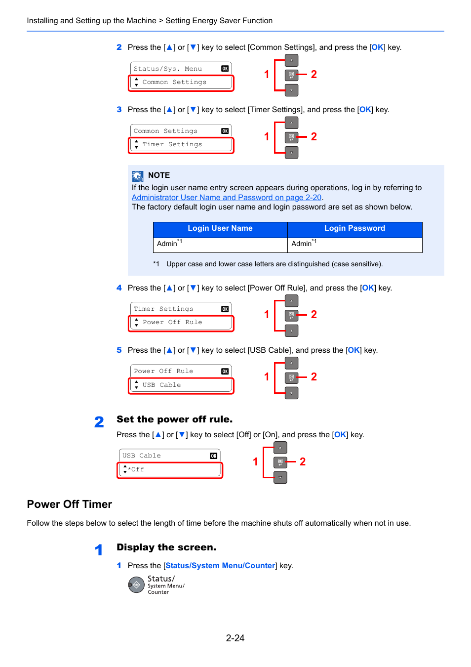 Power off timer | TA Triumph-Adler 1855 User Manual | Page 50 / 212