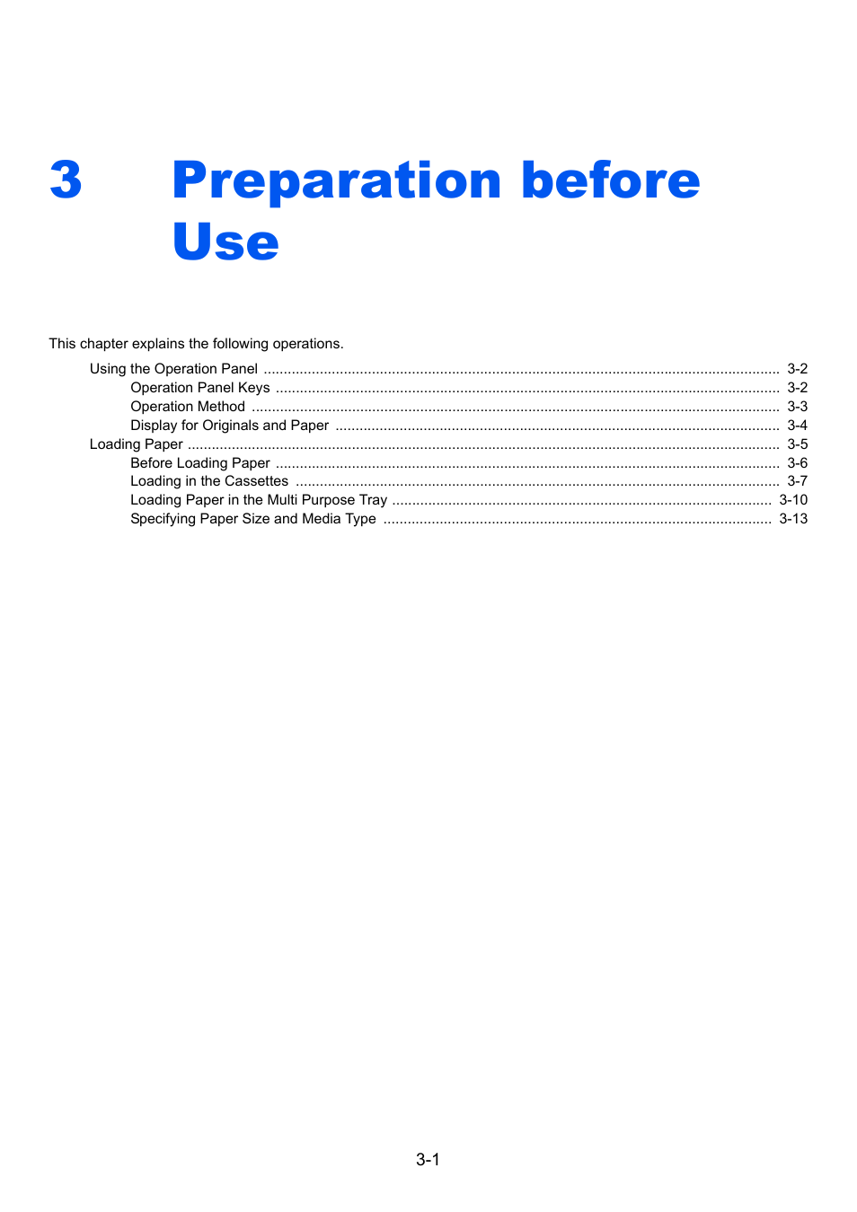 3 preparation before use, Preparation before use -1, Preparation before use | 3preparation before use | TA Triumph-Adler 1855 User Manual | Page 53 / 212
