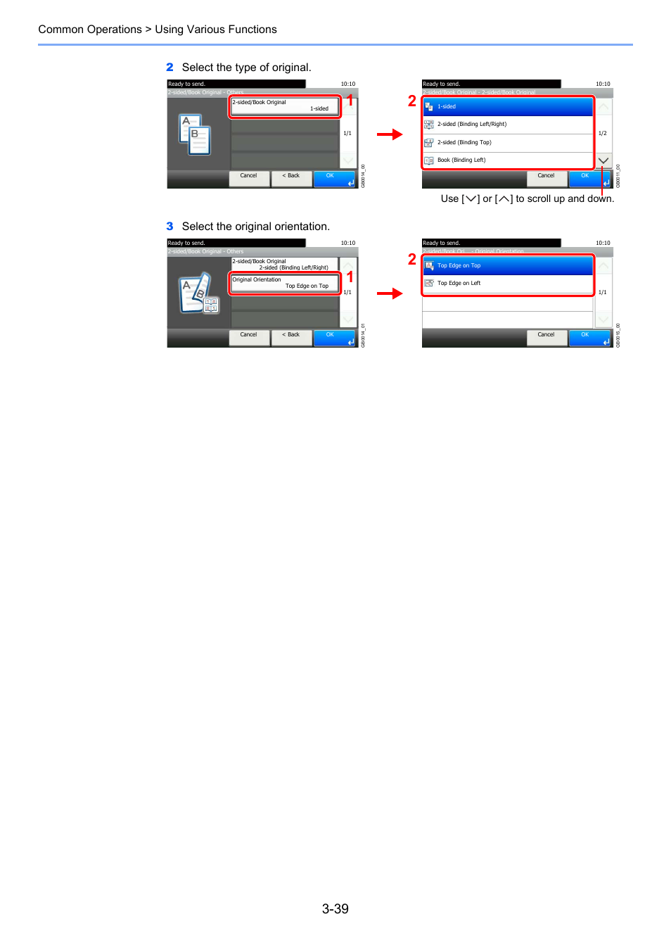 Use [ ] or [ ] to scroll up and down | TA Triumph-Adler 206ci User Manual | Page 103 / 382