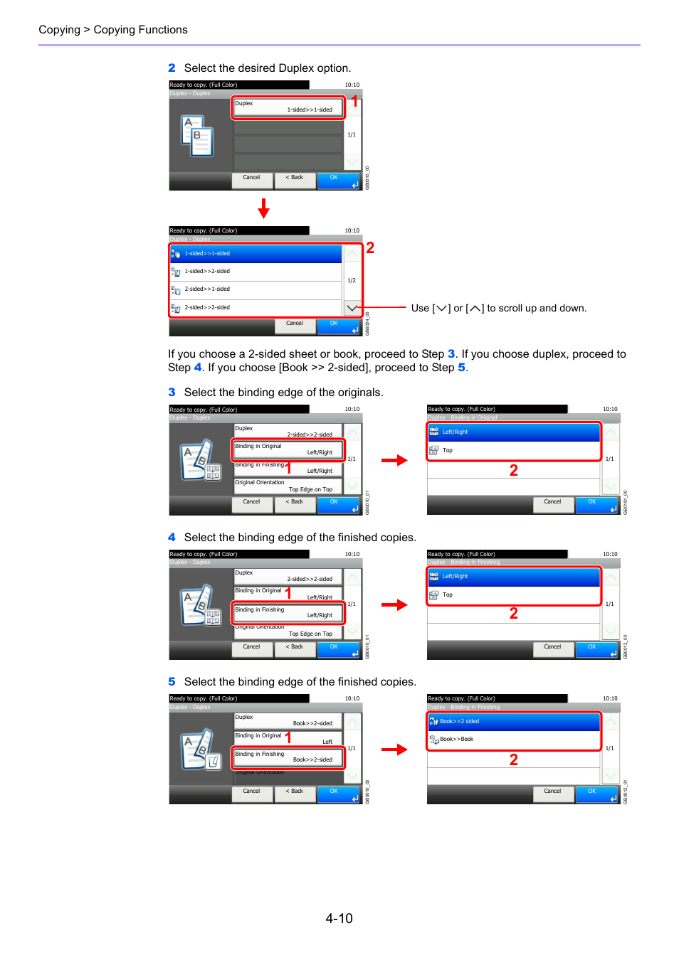 Use [ ] or [ ] to scroll up and down | TA Triumph-Adler 206ci User Manual | Page 138 / 382