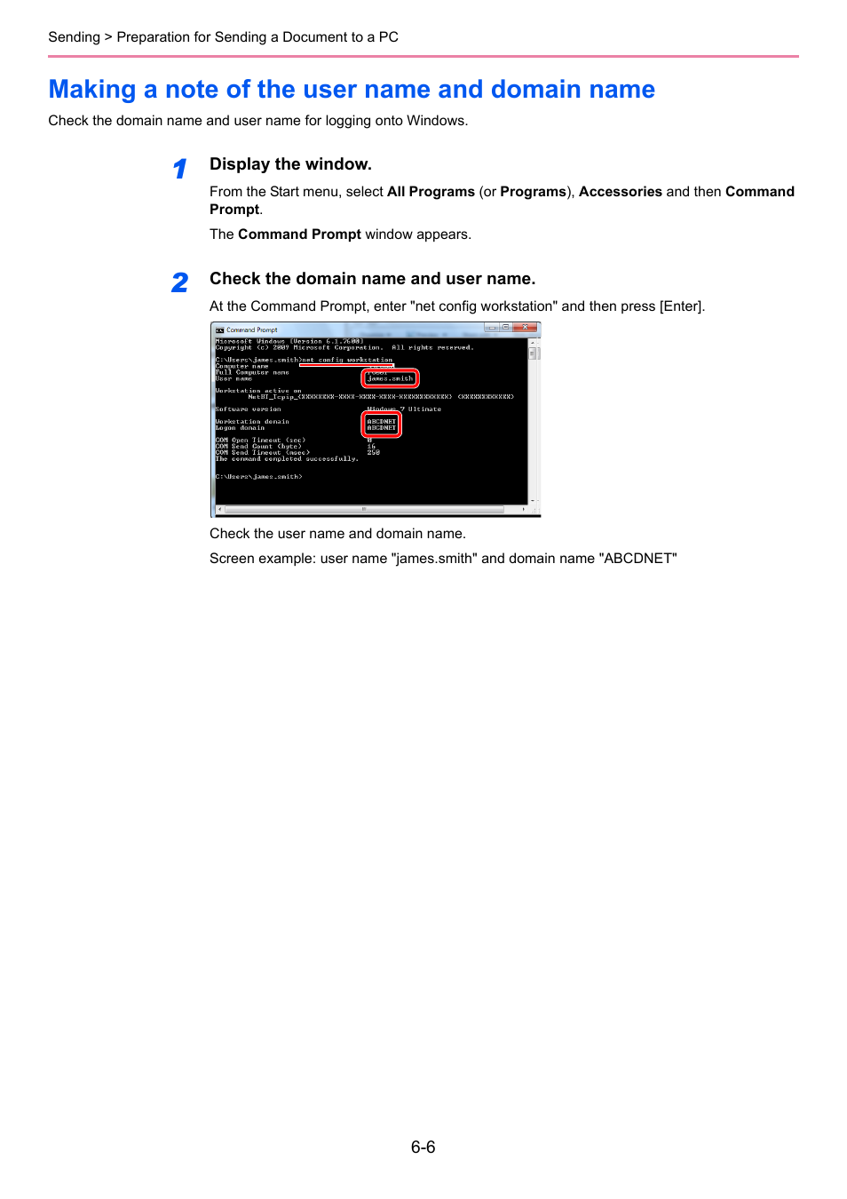 Making a note of the user name and domain name, Making a note of the user name and domain name -6 | TA Triumph-Adler 206ci User Manual | Page 166 / 382