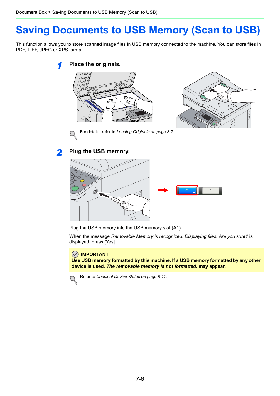 Saving documents to usb memory (scan to usb), Saving documents to usb memory (scan to usb) -6 | TA Triumph-Adler 206ci User Manual | Page 216 / 382