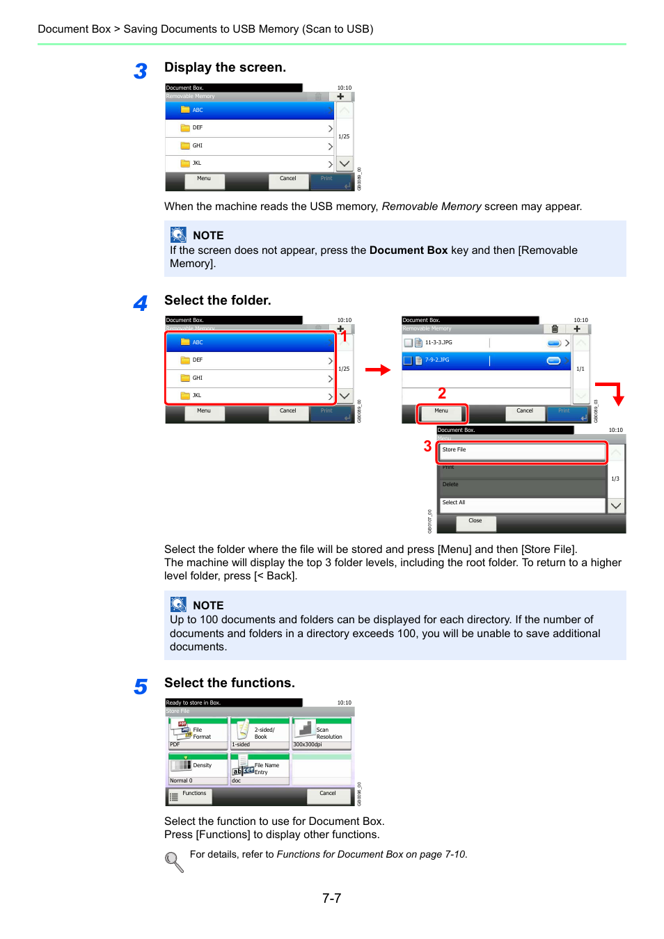 Display the screen, Select the folder, Select the functions | TA Triumph-Adler 206ci User Manual | Page 217 / 382