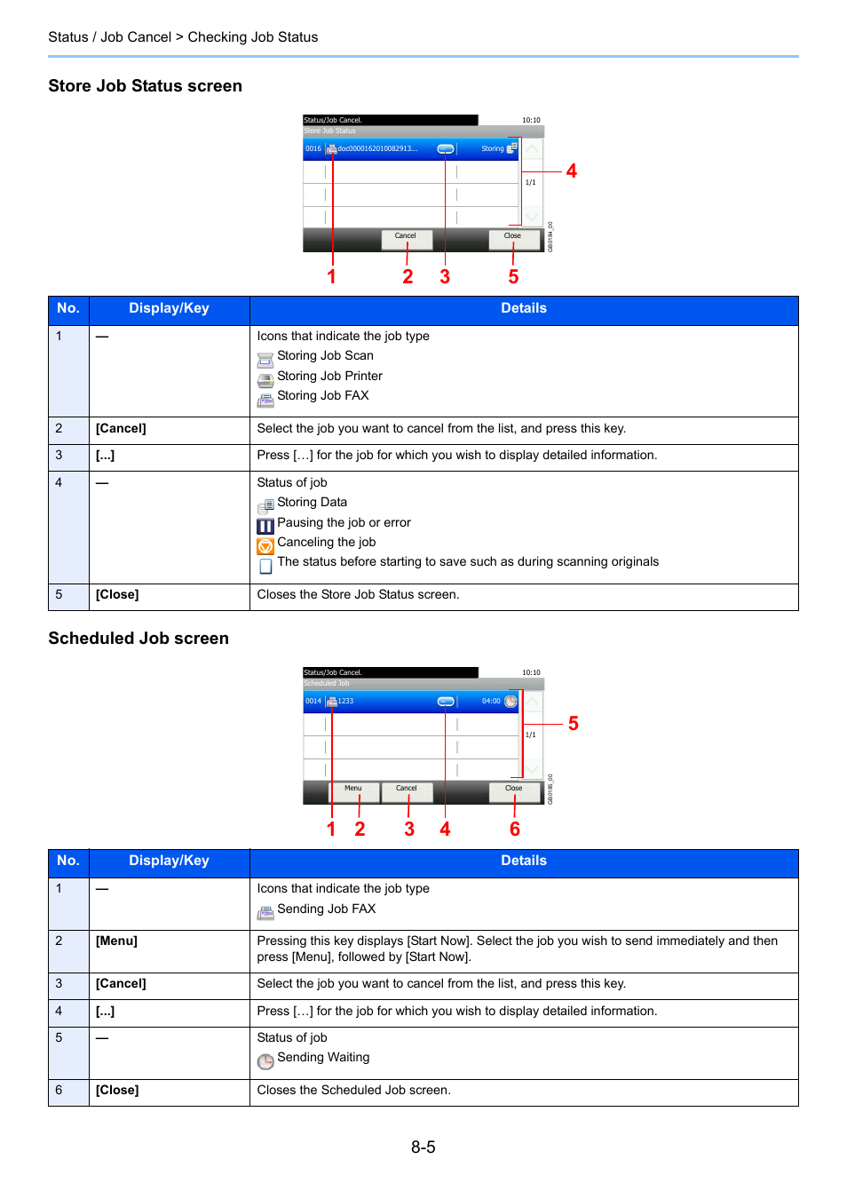 Store job status screen scheduled job screen | TA Triumph-Adler 206ci User Manual | Page 231 / 382