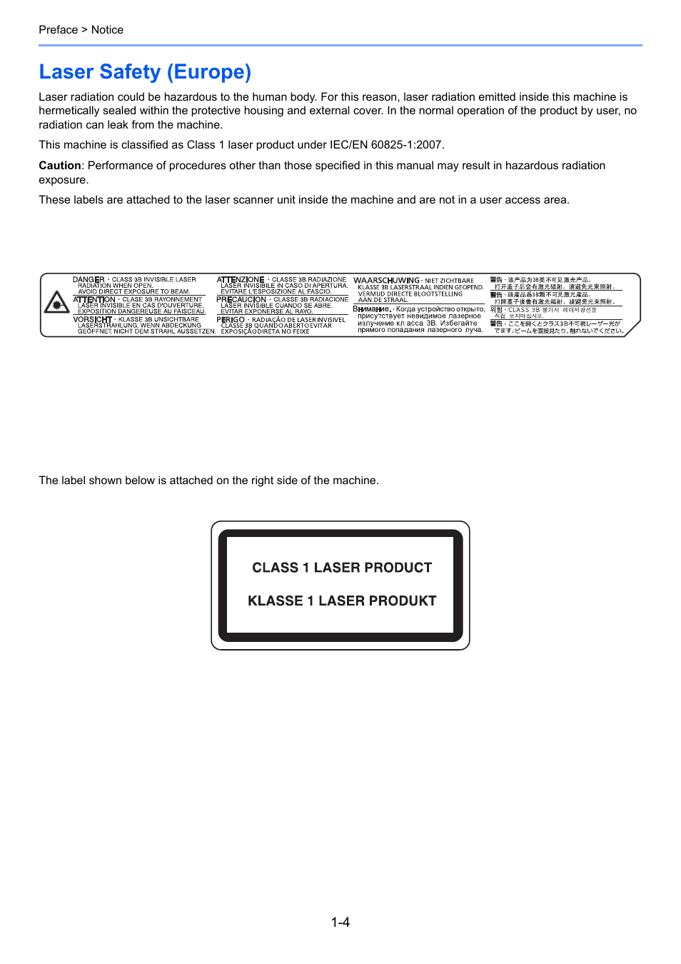 Laser safety (europe) | TA Triumph-Adler 206ci User Manual | Page 26 / 382