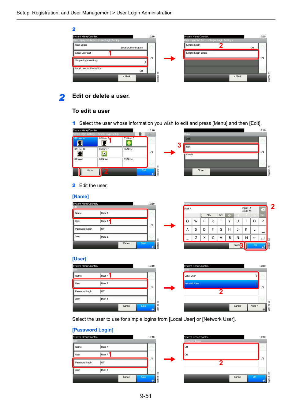 Edit or delete a user. to edit a user | TA Triumph-Adler 206ci User Manual | Page 291 / 382