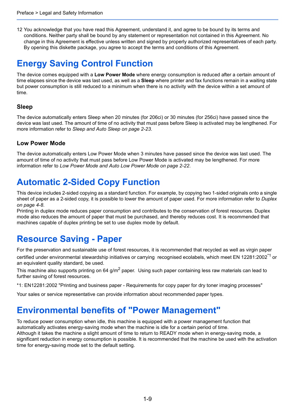 Energy saving control function, Automatic 2-sided copy function, Resource saving - paper | Environmental benefits of "power management | TA Triumph-Adler 206ci User Manual | Page 31 / 382