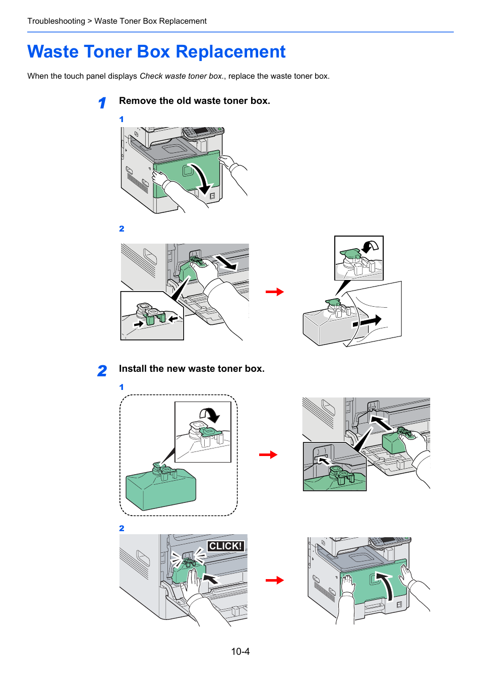 Waste toner box replacement, Waste toner box replacement -4 | TA Triumph-Adler 206ci User Manual | Page 320 / 382