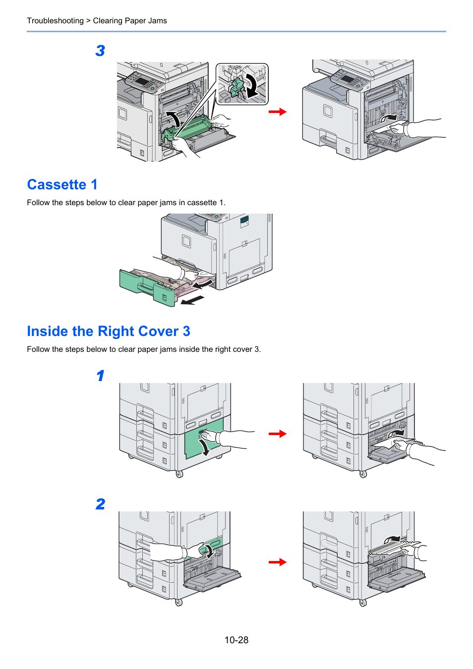 Cassette 1, Inside the right cover 3, Cassette 1 -28 inside the right cover 3 -28 | TA Triumph-Adler 206ci User Manual | Page 344 / 382