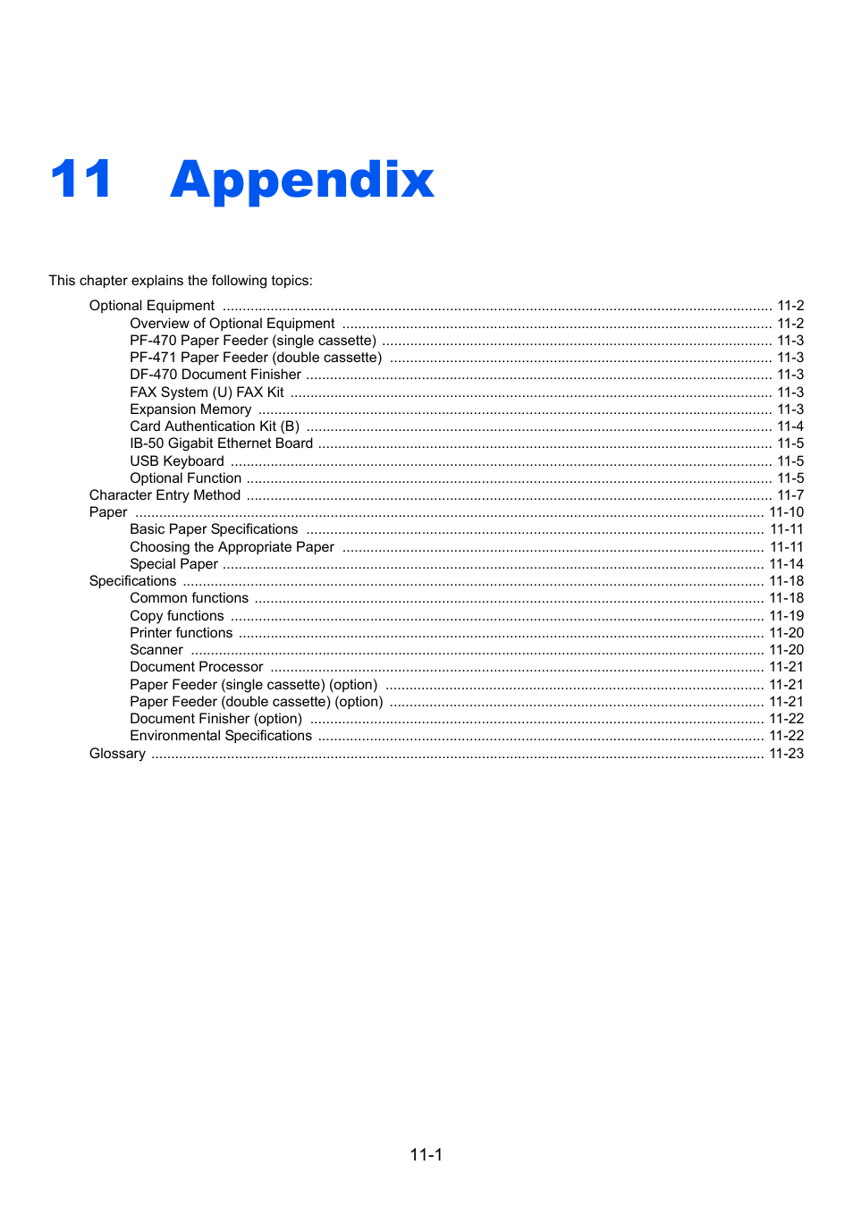 11 appendix, Appendix -1, Appendix | TA Triumph-Adler 206ci User Manual | Page 349 / 382