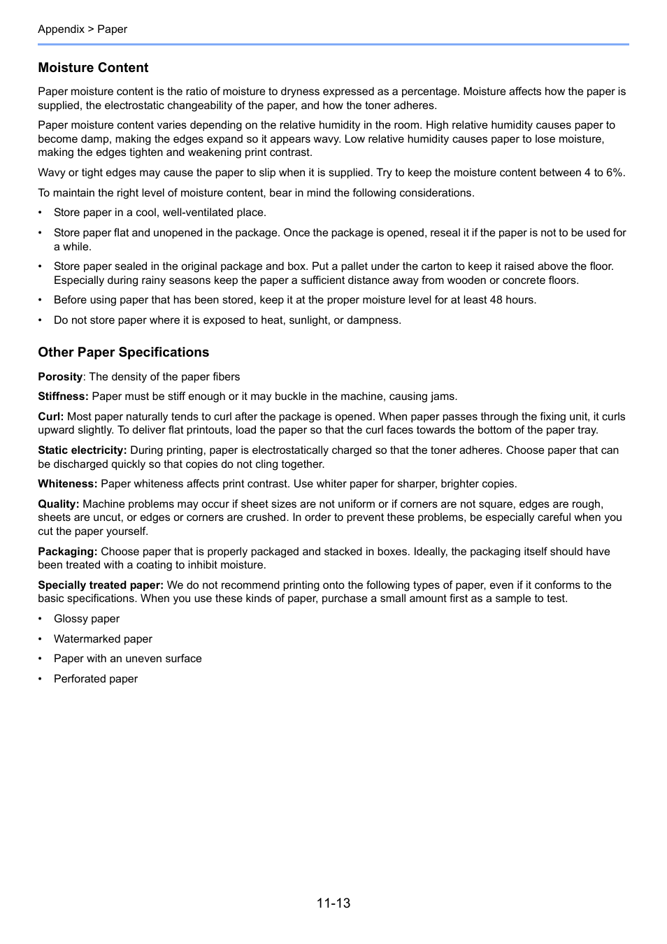 Moisture content, Other paper specifications | TA Triumph-Adler 206ci User Manual | Page 361 / 382