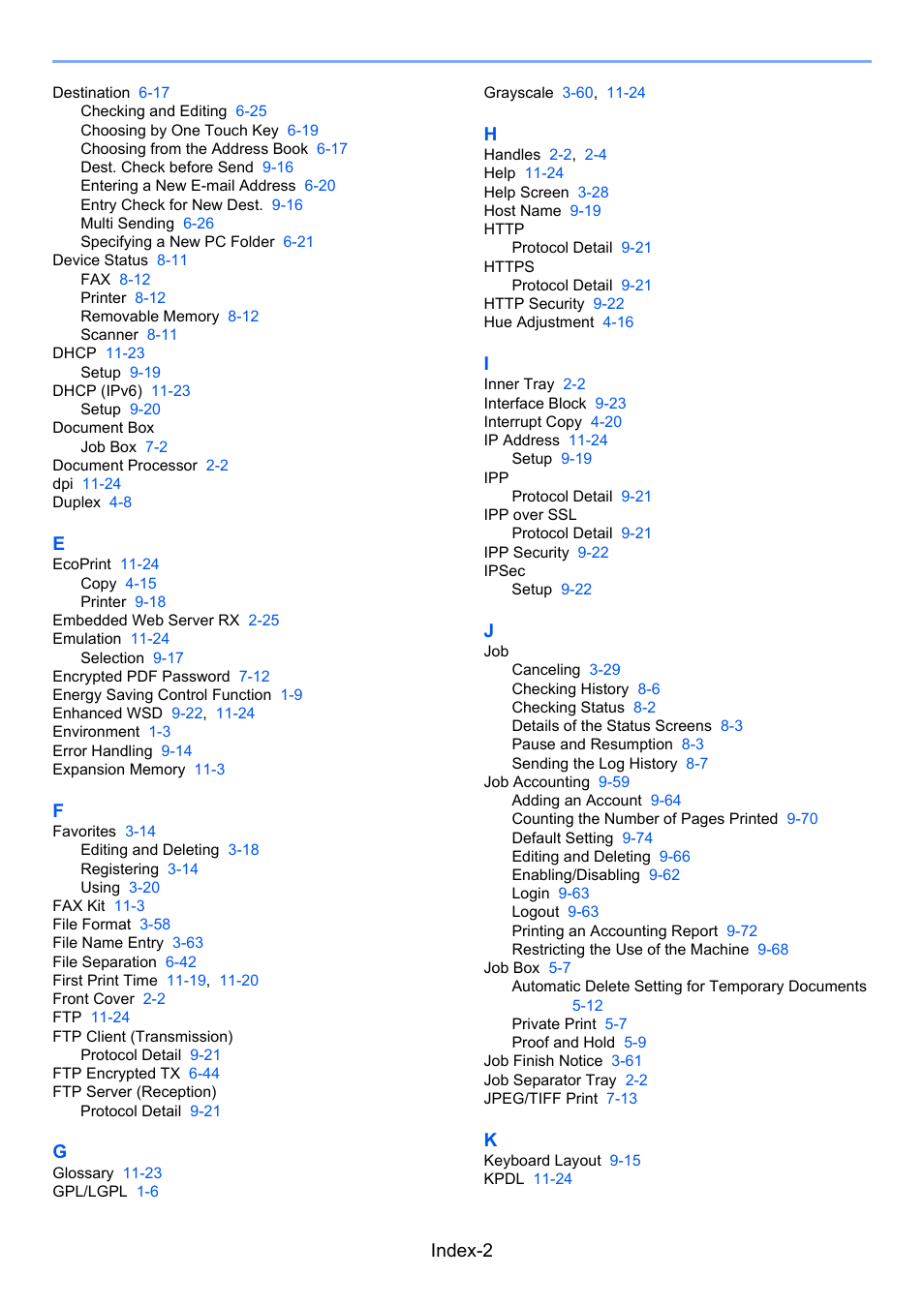 Index-2 | TA Triumph-Adler 206ci User Manual | Page 376 / 382