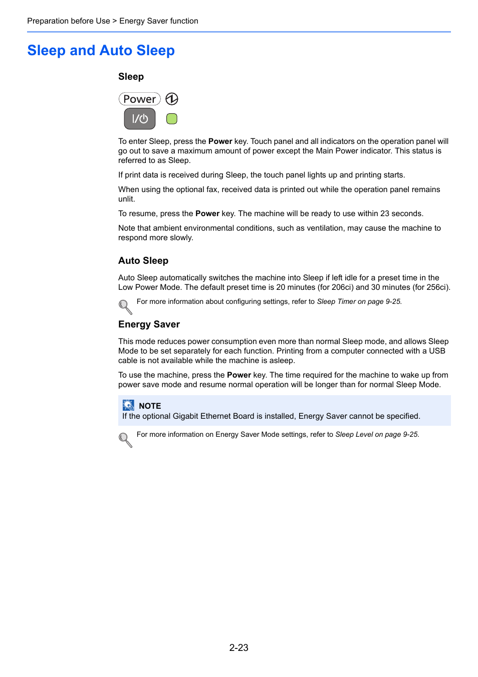 Sleep and auto sleep, Sleep and auto sleep -23 | TA Triumph-Adler 206ci User Manual | Page 59 / 382