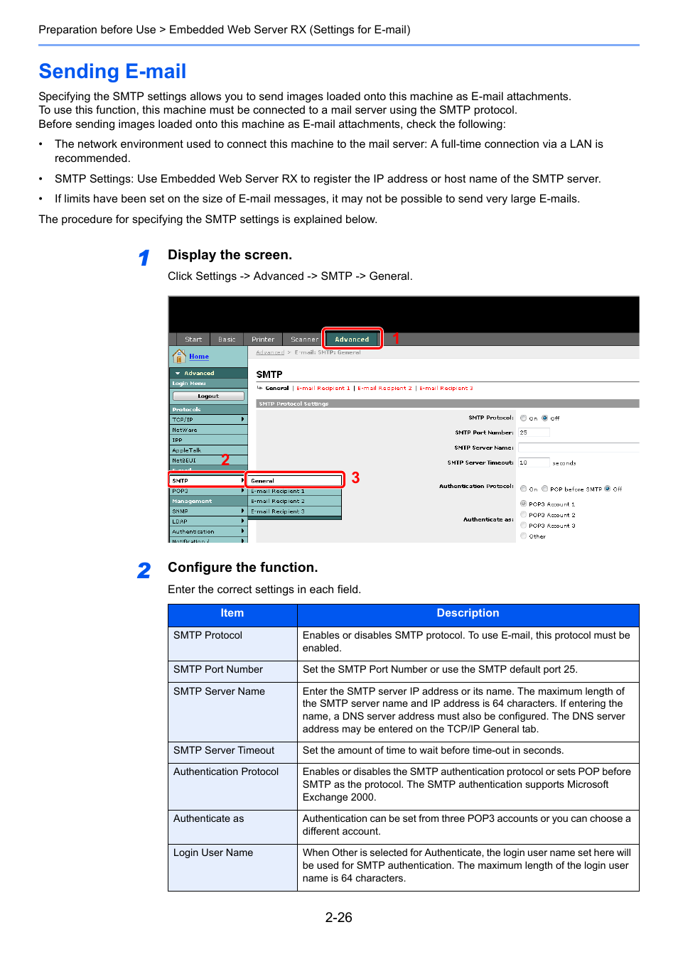Sending e-mail, Sending e-mail -26 | TA Triumph-Adler 206ci User Manual | Page 62 / 382