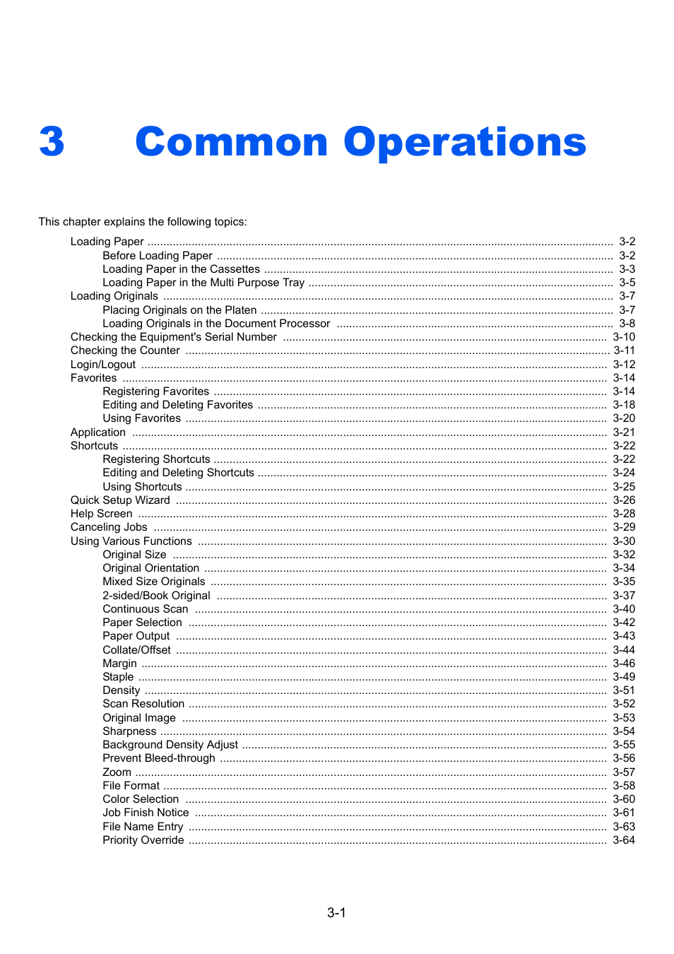 3 common operations, Common operations -1, Common operations | 3common operations | TA Triumph-Adler 206ci User Manual | Page 65 / 382