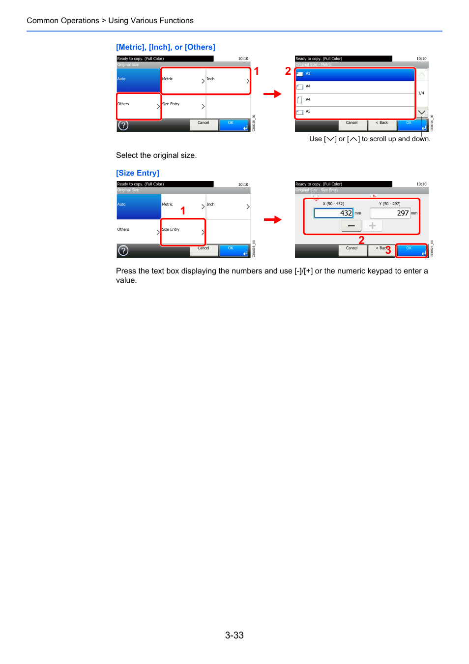 Use [ ] or [ ] to scroll up and down | TA Triumph-Adler 206ci User Manual | Page 97 / 382