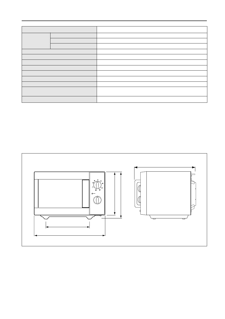 Specifications external views | Daewoo KOG-8755 User Manual | Page 6 / 14