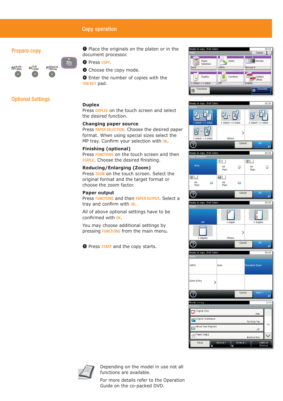 Copy operation, Prepare copy optional settings | TA Triumph-Adler 206ci User Manual | Page 4 / 4