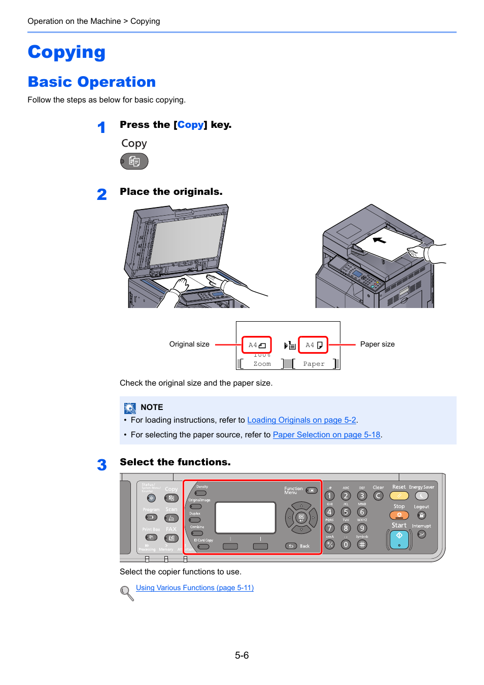 Copying, Basic operation, Copying -6 | Basic operation -6 | TA Triumph-Adler 2256 User Manual | Page 112 / 267