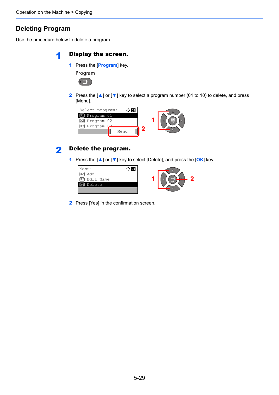 Deleting program | TA Triumph-Adler 2256 User Manual | Page 135 / 267