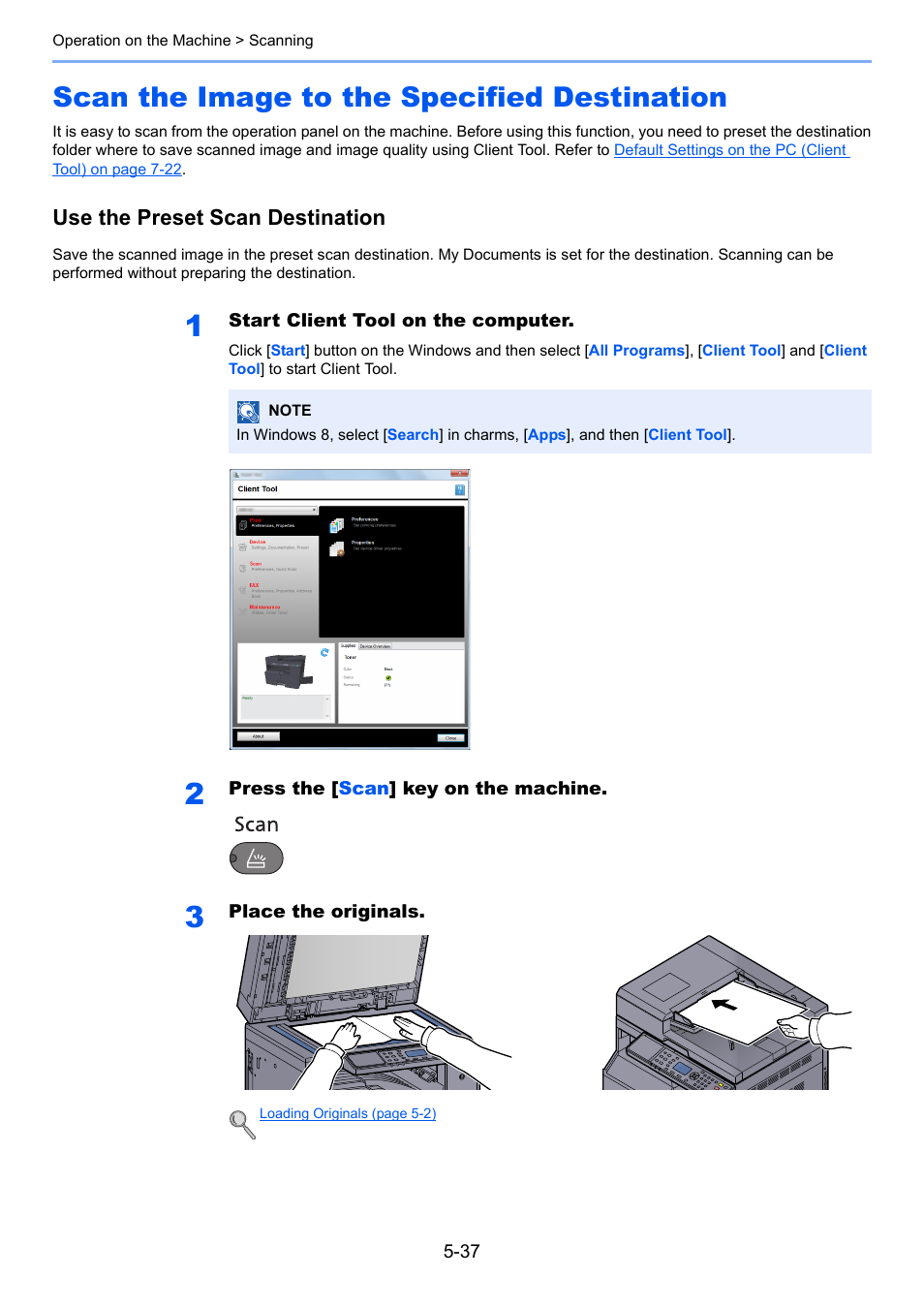 Scan the image to the specified destination, Scan the image to the specified destination -37, Scan the image to the | Use the preset scan destination | TA Triumph-Adler 2256 User Manual | Page 143 / 267