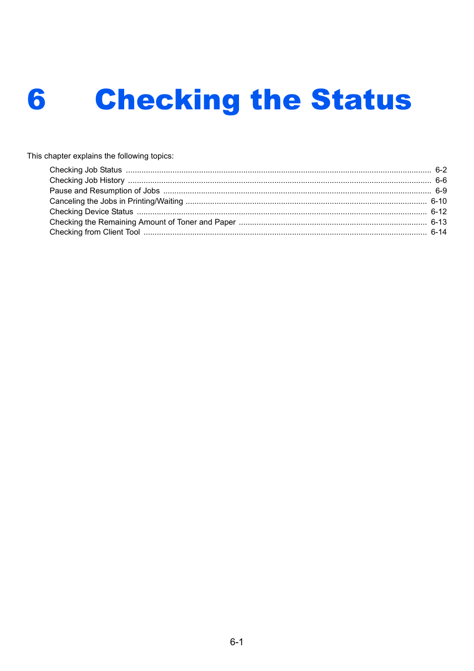 6 checking the status, Checking the status -1, Checking the status | 6checking the status | TA Triumph-Adler 2256 User Manual | Page 151 / 267