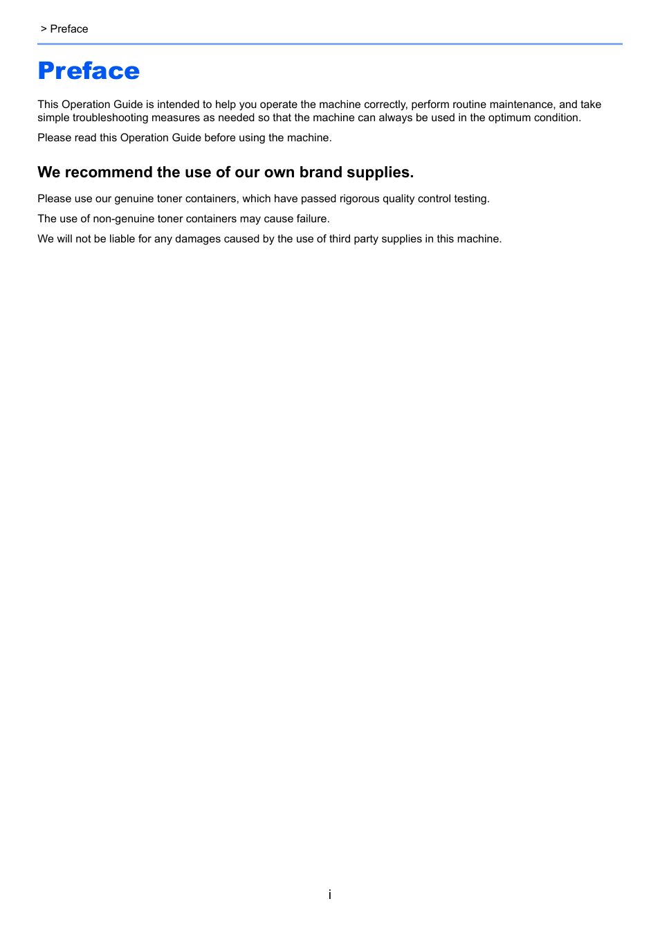 Preface, We recommend the use of our own brand supplies | TA Triumph-Adler 2256 User Manual | Page 2 / 267
