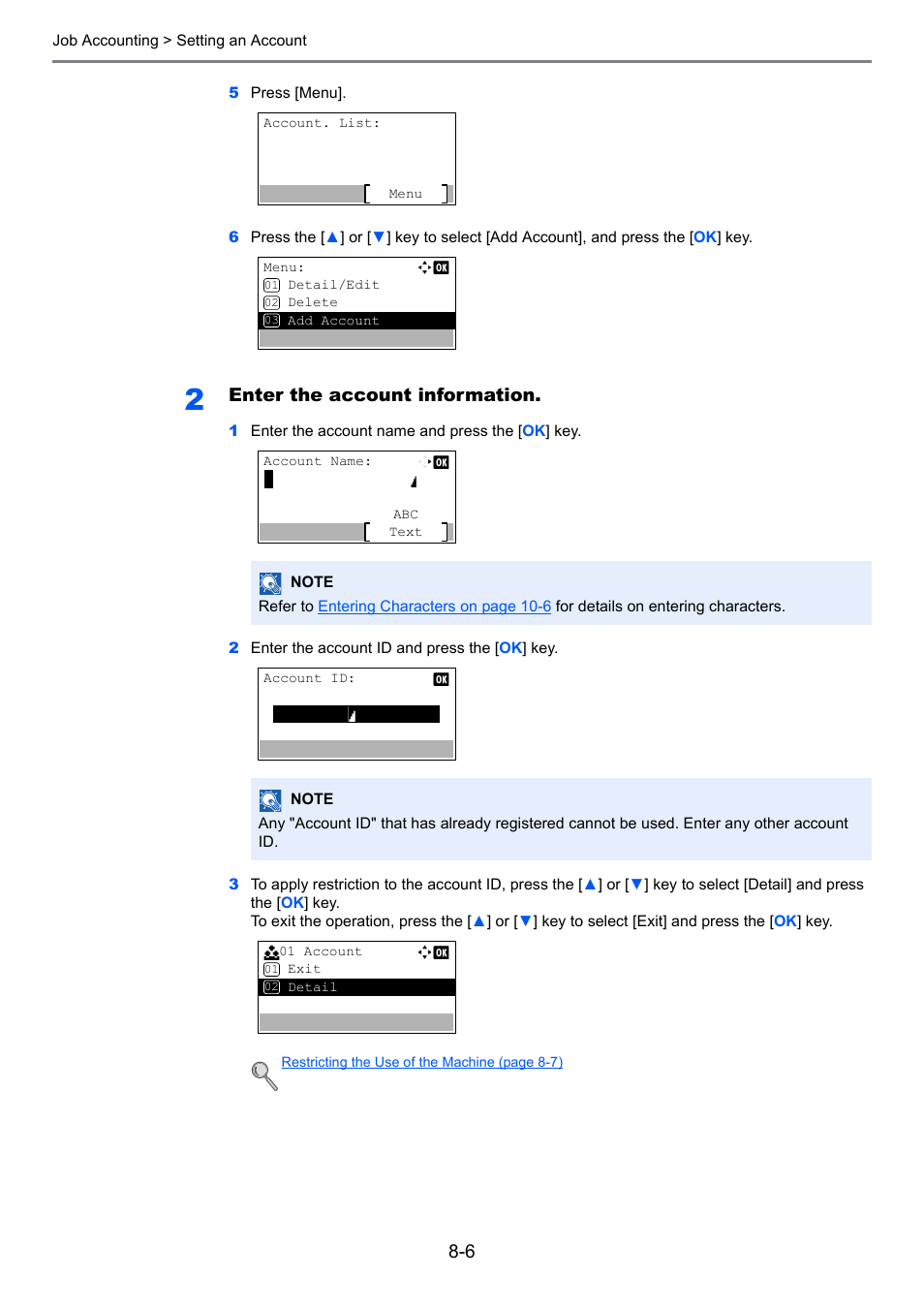 Enter the account information | TA Triumph-Adler 2256 User Manual | Page 202 / 267