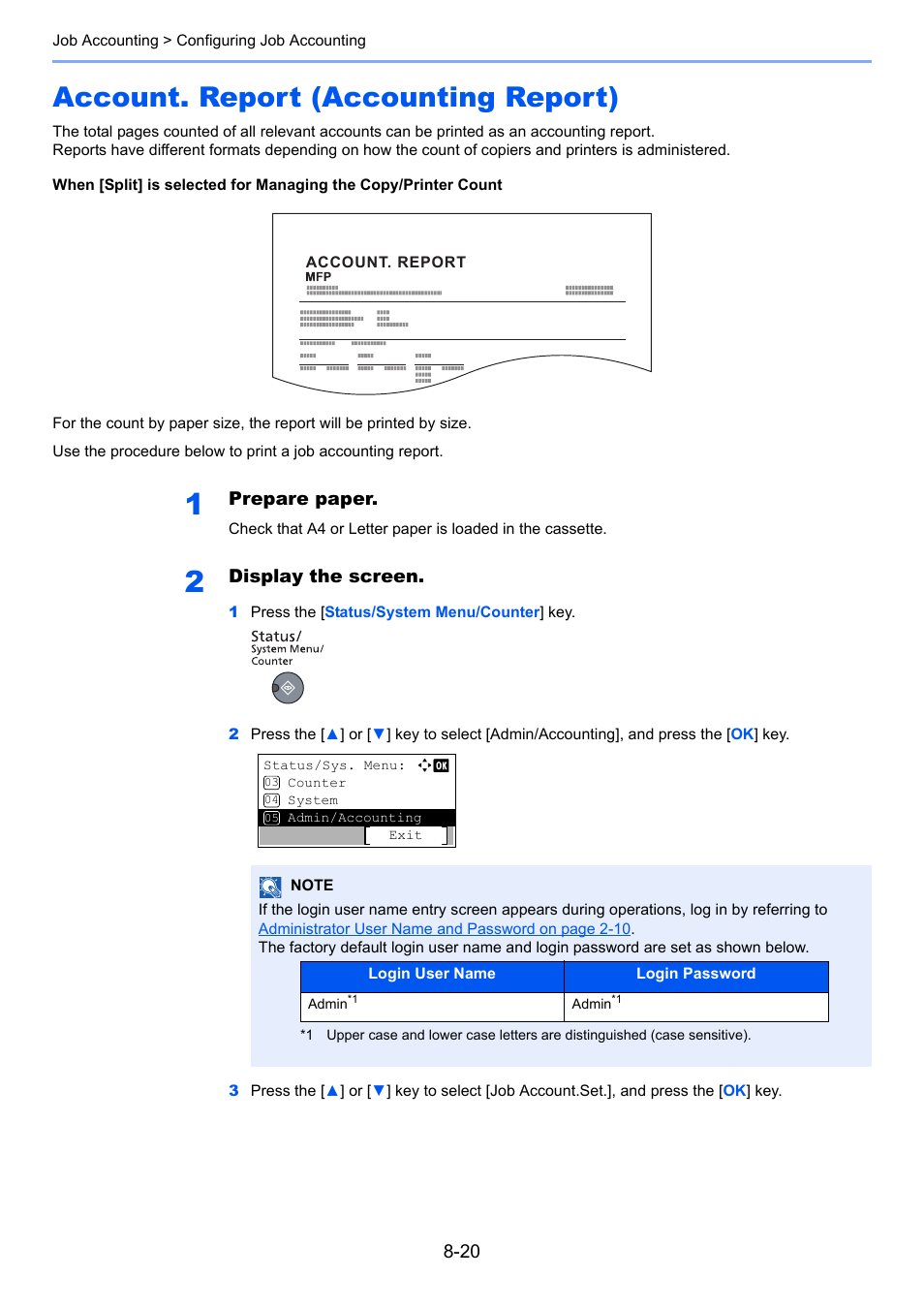 Account. report (accounting report), Account. report (accounting report) -20 | TA Triumph-Adler 2256 User Manual | Page 216 / 267