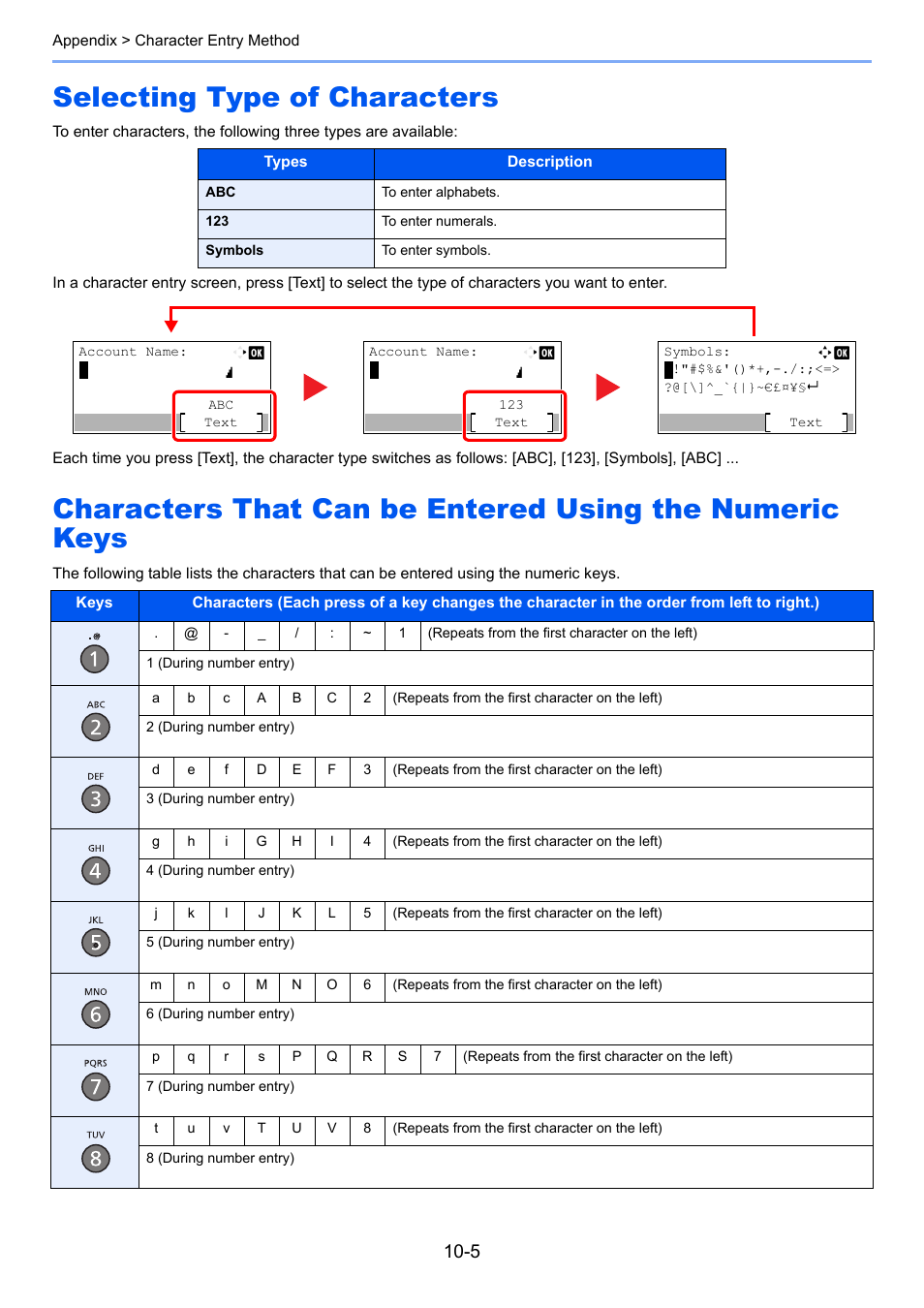 Selecting type of characters | TA Triumph-Adler 2256 User Manual | Page 243 / 267
