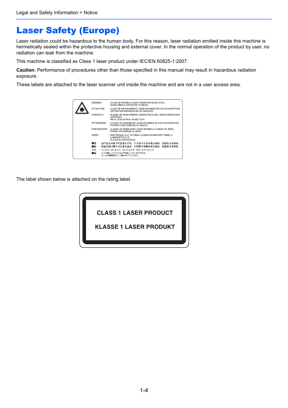 Laser safety (europe), Laser safety (europe) -4 | TA Triumph-Adler 2256 User Manual | Page 25 / 267