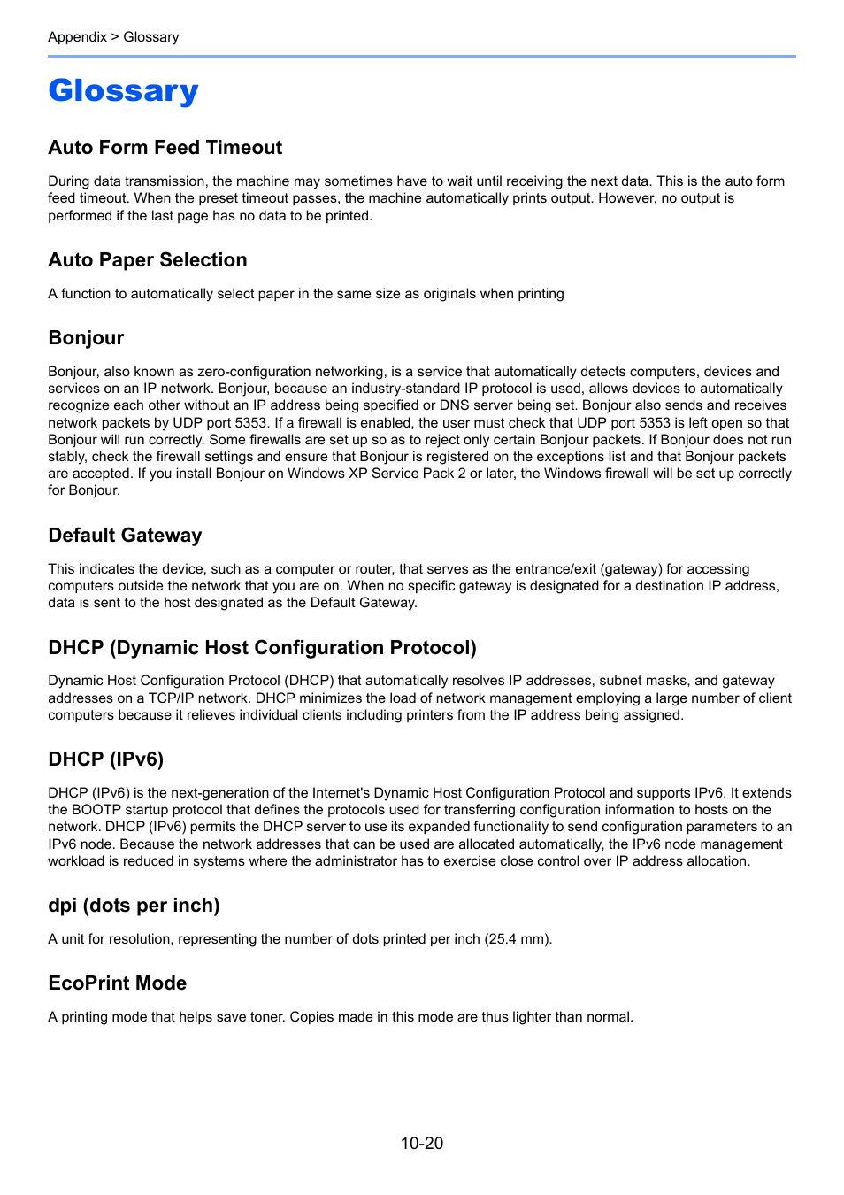 Glossary, Glossary -20 | TA Triumph-Adler 2256 User Manual | Page 258 / 267