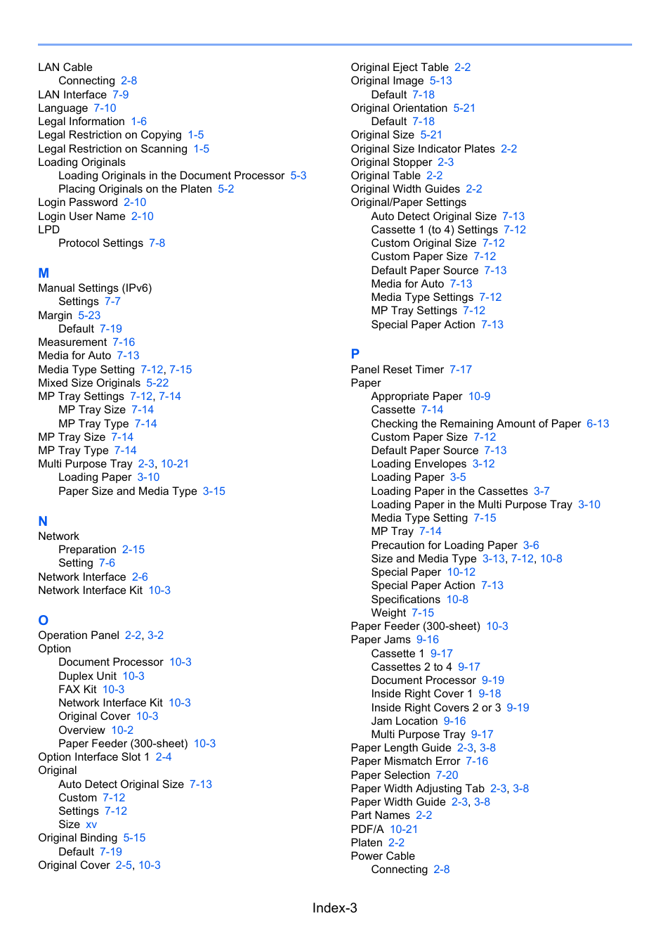 Index-3 | TA Triumph-Adler 2256 User Manual | Page 263 / 267